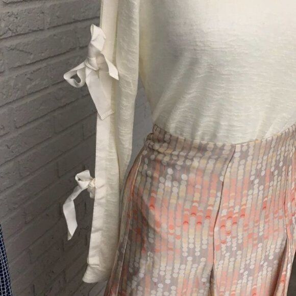 POOF New York Bow Tie Long Sleeve Cream Blouse Size M NWT - Picture 8 of 11